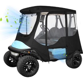 10L0L Golf Cart Enclosure for 2-Seat Club Car Precedent,Latest Upgrade Mosquito-Proof Nanofiber Mesh 600D Waterproof Golf Cart Rain Cover Driving Enclosure with Security Side Mirror Openings