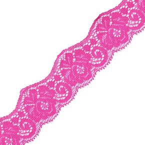 Trims by the Yard Samantha 1 1/2" Stretch Raschel Lace Fuchsia | (10 Yard Cut) Trim