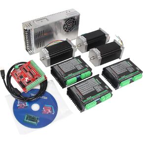 RATTMMOTOR 3 Axis USB CNC Controller Kit,Nema23 Stepper Motor 425oz-in 3A 112mm,FMD2740C Driver 4A,USB Interface Card USBCNC Control Breakout Board,36V Power Supply CNC Router Machine Kit