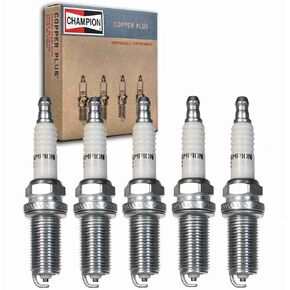 5 pc Champion Copper Plus Spark Plugs compatible with Volvo S40 2.4L 2.5L L5 2004-2011