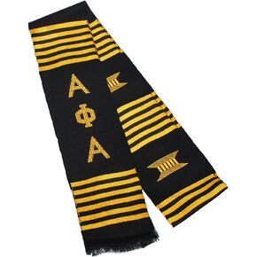 Alpha Phi Alpha Kente Graduation Stole Black/Gold