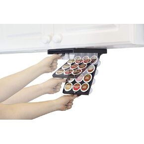 PERFECT POD EZ-Shelf Under Shelf Storage for K Cups, Coffee Holder Compatible with Keurig K Cup Coffee Pods, Space-Saving Under Counter Cabinet Coffee Pod Holder, 10.5" x 7.25" x 2", Holds 12 Cups
