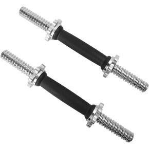 Threaded Dumbbell Rubber/Chrome Handles 1 Inch Pair, Adjustable Dumbbell Bar Handles, Fits Standard Weight Plates with 1" Diameter, for Gym Workouts, Exercise, Weightlifting, Sold in Pair