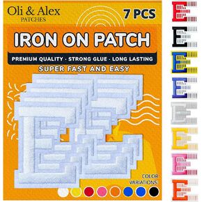 Oli and Alex Iron On Letters 2.4 inch - 7 pcs of A Black Patches Letters for Clothing - Super Glue - No sew needed - Embroidery Alphabet Football Team School University - Black, A