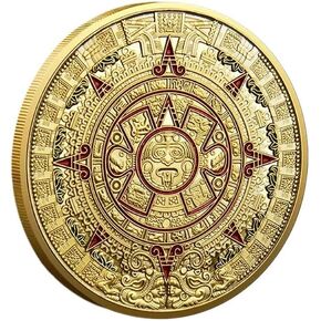 Mexico Mayan Aztec Sun Stone Calendar Silver Coin rophecy Culture Challenge Coin for Collectors