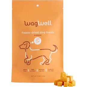 WagWell Freeze Dried Cheese Dog Treats - Grain-Free, High-Protein Pasteurized Dog Treats Made in The USA - Human-Grade, Minimally Processed & Preservatives Free