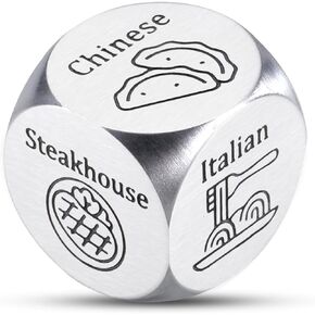 Birthday Gifts for Women Men, Bridal Shower Gifts, Food Dice, 11th Anniversary Steel Gifts, Engagement Gifts for Him Her, Bride Gifts, Gifts for Wife Husband, Restaurant Games Roller Dice