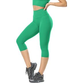 icyzone Women's Athletic Yoga Capri Legging with High Waist, Tummy Contorl Pants for Workout Running