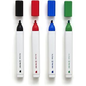 STAPLES TRU RED Tank Dry Erase Markers, Chisel Tip, Assorted Color 12 Markers Squircle Barrel Shape, AP Certified Non-Toxic, Bright Vivid Colors, Low Odor Formula Ideal for Classrooms, Office, Home