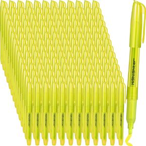 Thenshop 100 Pcs Yellow Highlighters Bulk Pocket Style Highlighters Gel Highlighter No Bleed Thin Highlighters for Adults Highlighting in the Home Office
