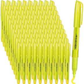 Thenshop 100 Pcs Yellow Highlighters Bulk Pocket Style Highlighters Gel Highlighter No Bleed Thin Highlighters for Adults Highlighting in the Home Office