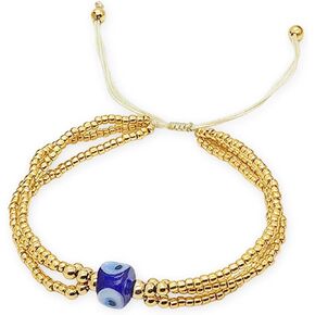 HIIXHC Gold Beaded Bracelets Adjustable Handmade Braided String Beads Ball Bracelet for Women Girls Boho Jewelry for Gift