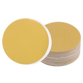 100pcs PSA Sanding Discs - [5 Inch x 80 Grit] Non-Hole Self Adhesive Sticky-Back Gold Sandpaper Discs for Automotive Car Paint Use, Aluminum Oxide, Round
