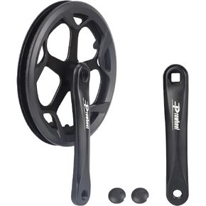 Prowheel E Bike/ Bike Crankset 1 Piece/Single 48T/52T Steel Chainring with Double Chain Cover 170mm Aluminium Alloy Arm for Single Speed and 6/7/8 Speeds Electric Bike,Bicycles, Folding Bicycle