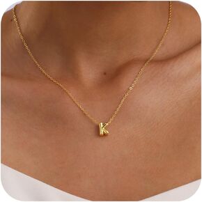 Bubble Letter Necklace Gold 14K Gold Plated Initial Necklaces for Women Personalized Bubble Pendant Necklace Dainty Gold Necklaces Trendy Gold Jewelry Gift