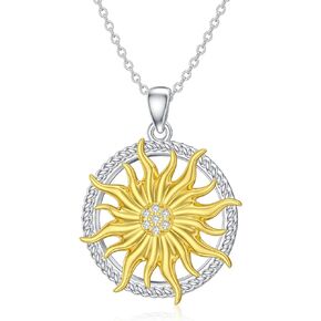 Diamond Sun Necklace for Women 925 Sterling Silver Sun Pendant Necklace Diamond Jewelry Gifts for Women Girls Wife Girlfriend
