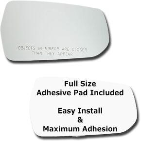 Mirror Glass + Full Size Adhesive Pad for 2016-2023 Chevrolet Malibu Passenger Side Replacement (2016 2017 2018 2019 2020 2021 2022 2023 16 17 18 19 20 21 22 23)