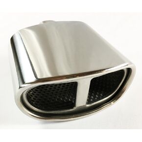 Exhaust Tip 2.25" Inlet 5.50 X 3.00" High 7.00" Long Double Wall Rolled Oval Split Resonated Stainless Steel WSR55007-225-RS-SS Wesdon Exhaust Tip