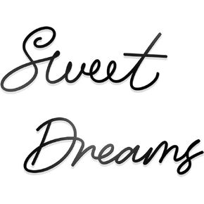 Zzbakress Sweet Dreams Wall Decor Metal Wall Art Large Modern Living Room Farmhouse Sign for Bedroom Black Metal Wall Art for Office and Home Wall Decor (Black, Farmhouse)