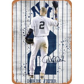 لافتة معدنية ذات مظهر عتيق - Yankees Derek Jeter - لوحة حائط من القصدير مقاس 8 × 12 بوصة in Kuwait
