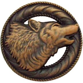 Treasure Gurus Copper Howling Grey Dire Wolf Concho Leathercraft Accessory