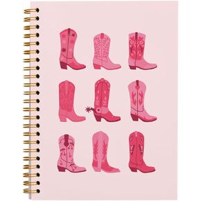 Pink Notebook,Preppy Cowgirl Trendy Hardcover Spiral Notebook,Western Notebook for Teen Girls Women School Student Teacher,5.5x8.3