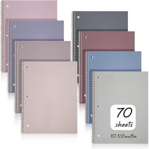 Teling 8 قطع دفتر ملاحظات حلزوني موضوع واحد دفتر ملاحظات جامعي مقاس 8 × 10 1/2 بوصة دفتر يوميات حلزوني 3 جيوب مقسمة بفتحات خط تمزيق سهل 70 ورقة هدايا عيد الميلاد للمكتب والمدرسة (لون أنيق)
