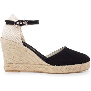 Granada Authentic Spanish Espadrille Wedge Sandals for Women - Sustainable, Eco Friendly, Vegan Shoes. Classic Style, Organic Cotton Canvas Upper, Comfy Insole, Jute Midsole, Rubber Sole. Made in Spain