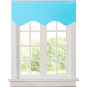 Aquazolax Window Treatments Curtain Valance Rod Pocket Top Scalloped Valance Drapes for Bedroom Windows, 52" Wide x 18" Long, Beige, One Panel
