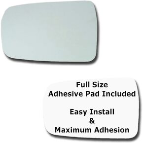 Mirror Glass + Full Size Adhesive Pad for 2004-2012 Mitsubishi Galant Driver Side Replacement (2004 2005 2006 2007 2008 2009 2010 2011 2012 04 05 06 07 08 09 10 11 12)