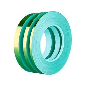 3 Rolls Gold Metalized Tape with Polyester Mylar Film, Mirror Washi Tape for Wall Decor, Gift Package, Furniture, Wall, Graphic Arts, Holiday Decor DIY, 0.2 Inch, 0.4 Inch, 0.6 Inch X 55 Yard