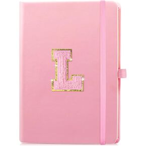 Pink Journal Initial Lined Journal Notebook for Women A5 Hardcover Leather Journals for Writing, College Ruled Notebook, 200 Pages, 5.7'' X 8.3'' in Kuwait