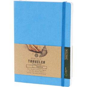 Pentalic 6"x 8" Pocket Sketchbook Traveler Journal, 160 Pages, Bright Blue