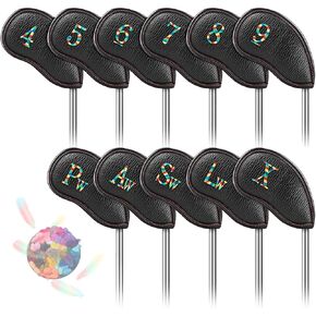 أغطية رأس حديد الجولف 11 قطعة من جلد البولي يوريثان السميك الناعم وخفيف الوزن بألوان قوس قزح وتطريز الحواف بشكل وثيق وواقي مقاوم للماء ومتين يناسب معظم العلامات التجارية (4-9 Pw Aw Sw Lw X) العدد in Kuwait