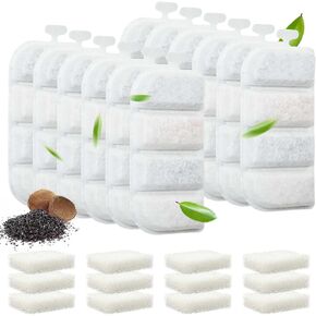 Veehoo 8 Pack Replacement Filters & 8 Pack Pre-Filter Sponges Set for 2.4Gal Dog Water Fountain, 4 Months Set of Replacement Filters for Dog Water Dispenser