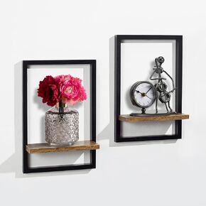 Decorative Floating Shelves Wall Mounted Cube Storage Shelf for Home Decor, Set of 2, 4" Deep