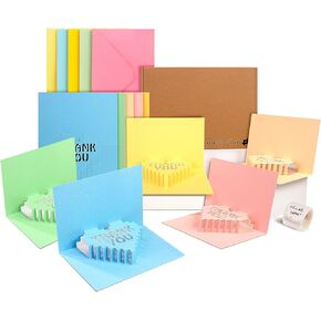 50 Pack Pop Up Thank You Cards, 4x6 Love 3D Greeting Card With Envelopes and Stickers For Small Business, Baby Showers, Wedding, Graduation, Birthdays, Mothers Day, Fathers Day, Thanksgiving