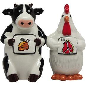Pacific Giftware 1 X Eat Chicken Eat Beef - Salt and Pepper Shakers