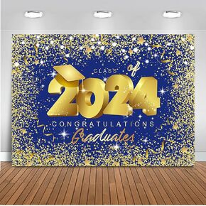Mocsicka 2024 Black Silver Graduation Backdrop Glitter Graduate Party Decorations Background Bachelor Cap Congratulations Graduates Photography Backdrop (Black, 6x4ft)