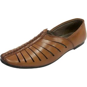 Mens Punjabi Jutti Style Tan Sherwani Shoes Loafers jalsa Jutti Men Groom Breathable Shoes