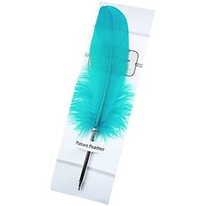 Peacock Feather Ballpoint Pens Black Ink Natural Feather Quill Ballpoint Pen for Kids School Writing, Signatures,Birthday Wedding Gift Pen