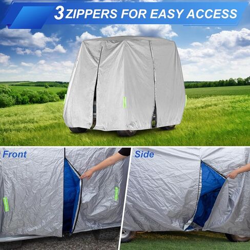 Golf Cart Cover 2/4 Passenger, Universal Fits for Most Brand, Outdoor Waterproof UV Resistant Golf Cart Covers for EZGO, Club Car, Yamaha, Sunproof Dustproof in Kuwait