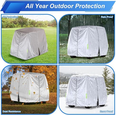 Golf Cart Cover 2/4 Passenger, Universal Fits for Most Brand, Outdoor Waterproof UV Resistant Golf Cart Covers for EZGO, Club Car, Yamaha, Sunproof Dustproof in Kuwait