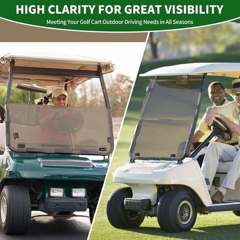 زجاج أمامي قابل للطي لعربة الجولف 3/16 بوصة (5 مم) سميك يناسب فقط 2000.5-Up Club Car DS Gas & Elec، مناسب لاستبدال درع أكريليك أمامي قابل للطي بدعامات 1 × 1 بوصة، بما في ذلك أدوات التثبيت - ملون in Kuwait