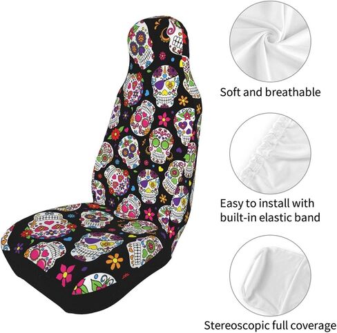 BLUBLU Car Front Seat Covers 2 PCS, Vehicle Seat Protector Car Mat Covers, Fit Most Cars, Sedan, SUV, Van - Cat with Glasses in Saudi Arabia