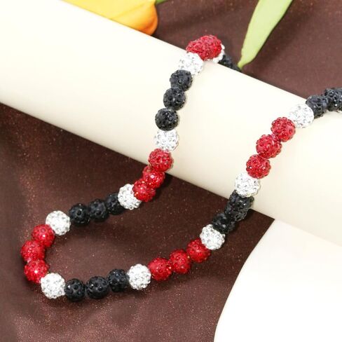 Baseball Necklace for Men Ice Collection Necklace for Competitive Athletes Bling Necklace Glitter Rhinestone Ball Beaded Necklaces for Women Girls Gifts in Saudi Arabia