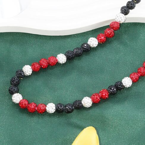 Baseball Necklace for Men Ice Collection Necklace for Competitive Athletes Bling Necklace Glitter Rhinestone Ball Beaded Necklaces for Women Girls Gifts in Saudi Arabia