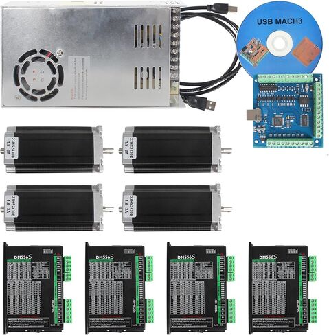 RATTMMOTOR 3 Axis USB CNC Controller Kit,Nema23 Stepper Motor 425oz-in 3A 112mm,FMD2740C Driver 4A,USB Interface Card USBCNC Control Breakout Board,36V Power Supply CNC Router Machine Kit in Saudi Arabia
