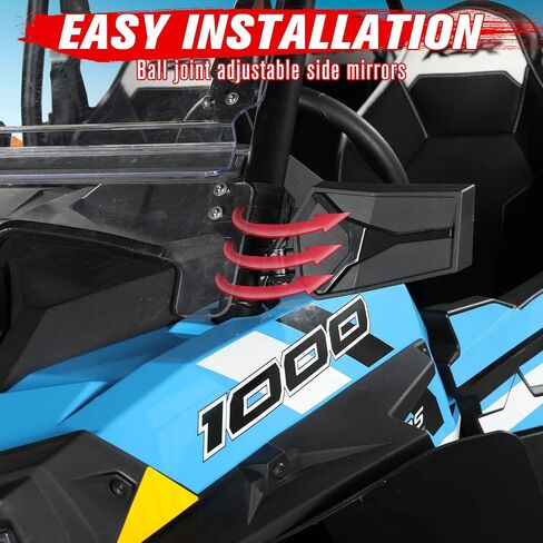 A & UTV PRO Folding Rearview Side Mirrors, Compatible with 2014-2023 Polaris RZR Turbo XP/XP4 1000 Trail 900 Accessories Adjustable Rear View Mirrors, Black, Replace OEM #2881198 in Saudi Arabia