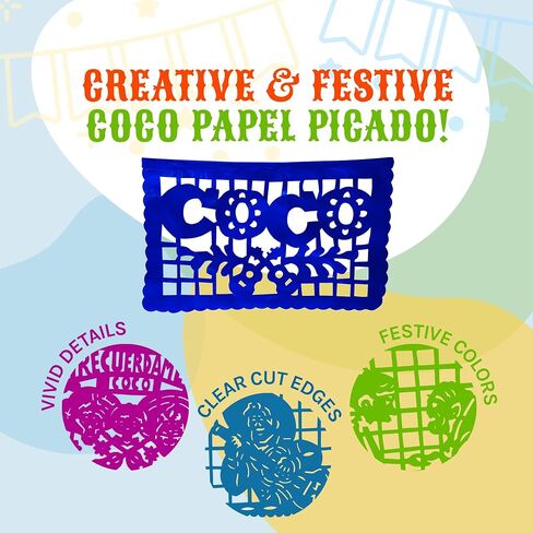 16 Ft Coco Movie Papel Picado Plastic Extra Large Mexican Banners with Iconic Coco Movie Scenes, Mexican Party Decorations, Mexican Theme Party Decorations with Disney Coco Papel Picado Party Banners in Saudi Arabia